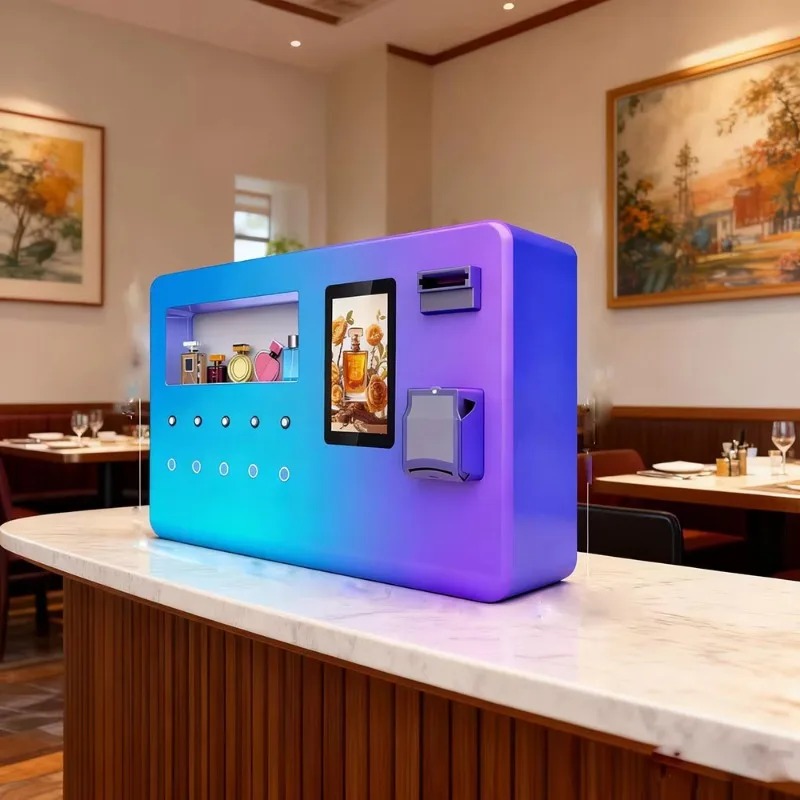 Vending Machine Qr Code - ตู้จำหน่ายน้ำหอมแบบตั้งโต๊ะขนาดเล็ก รุ่นใหม่ล่าสุด พร้อมหน้าจอ รองรับคิวอาร์โค้ดไทย สำหรับใช้ในชายหาด