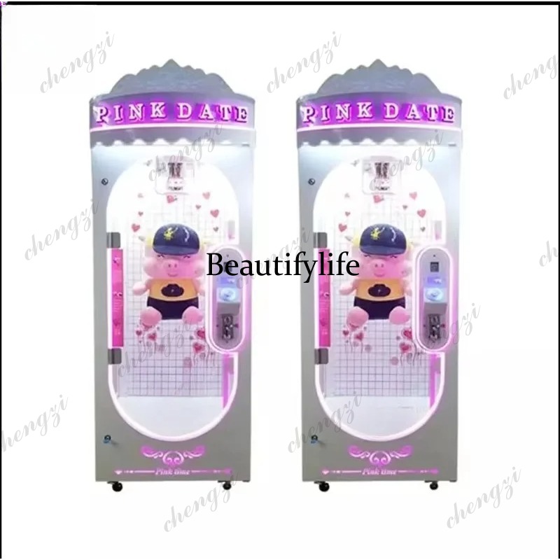Arcade Vending & Laundry Revenue - เครื่องเกมอาร์เคดแบบหยอดเหรียญ รุ่น A81 ตู้สีชมพู รูปทรงตุ๊กตา รางอลูมิเนียม