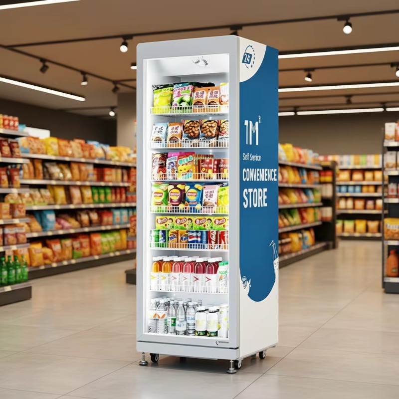Open Vending Machine - ตู้จำหน่ายสินค้าอัตโนมัติ FOODLINE แบบกำหนดเองได้ พร้อมระบบ AI เปิดประตูอัตโนมัติ