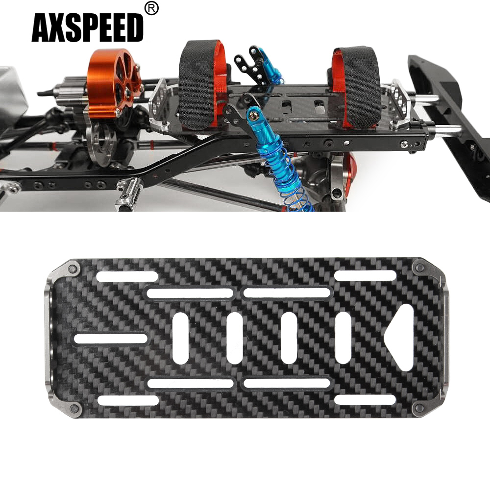 Racing Arcade Cabinet - Axspeed ถาดวางแบตเตอรี่คาร์บอนไฟเบอร์พร้อมที่ยึดโลหะสำหรับ SCX10แกน1/10รถตีนตะขาบรถรถบรรทุก