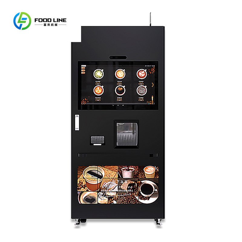 Vending Machine Qr Code - เครื่องจำหน่ายเครื่องดื่มเอสเพรสโซแบบอัตโนมัติพร้อมระบบสแกนคิวอาร์โค้ด บดกาแฟสดใหม่ สร้างรายได้ธุรกิจ รุ่นใหม่